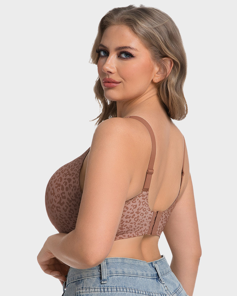 Wireless Leopard V-Neck Lift Contour Bra - FirmaLift