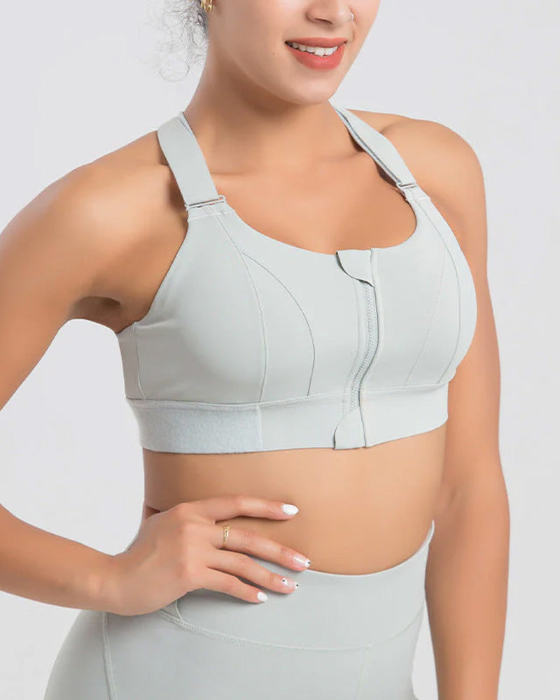 Plus Size Zip-Front High Impact Sports Bra - FirmaActive