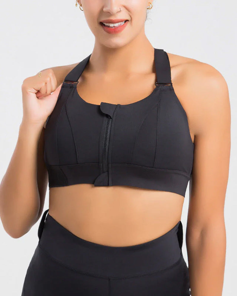 Plus Size Zip-Front High Impact Sports Bra - FirmaActive