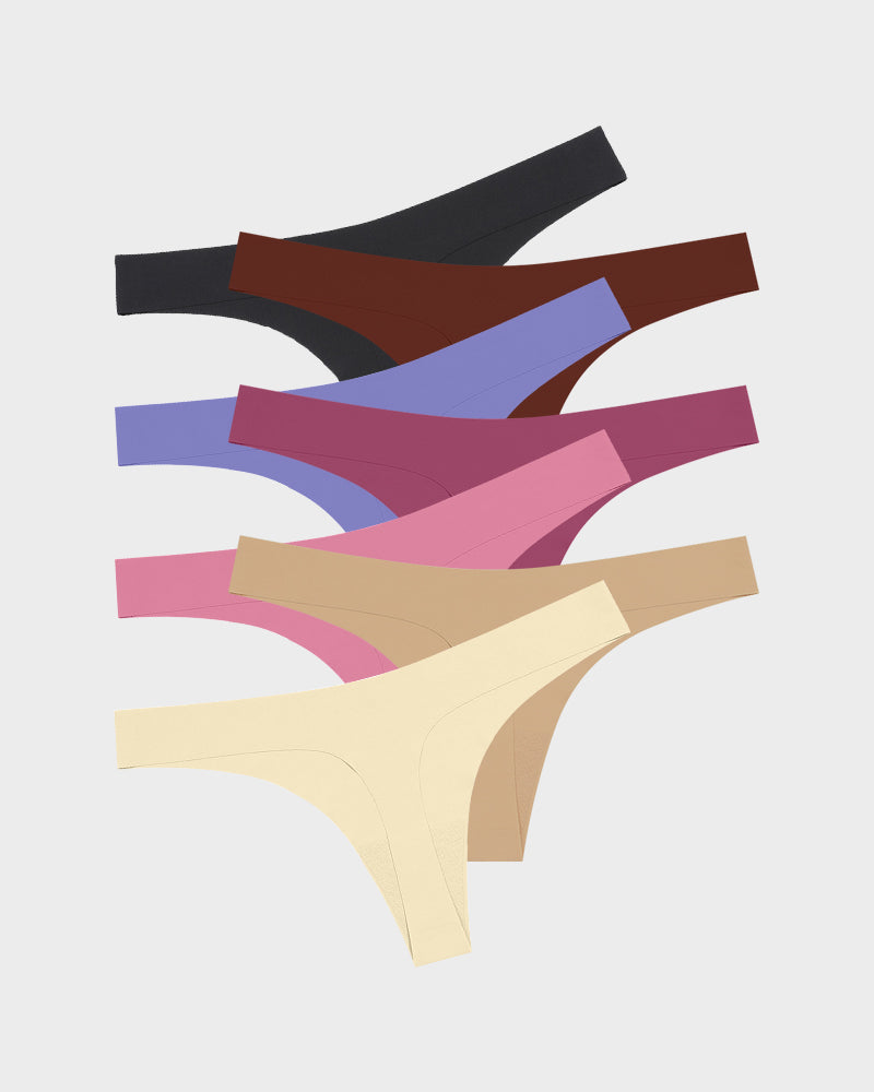 Seamless No-Show V Thong Knickers 7-Pack - FirmaSmooth
