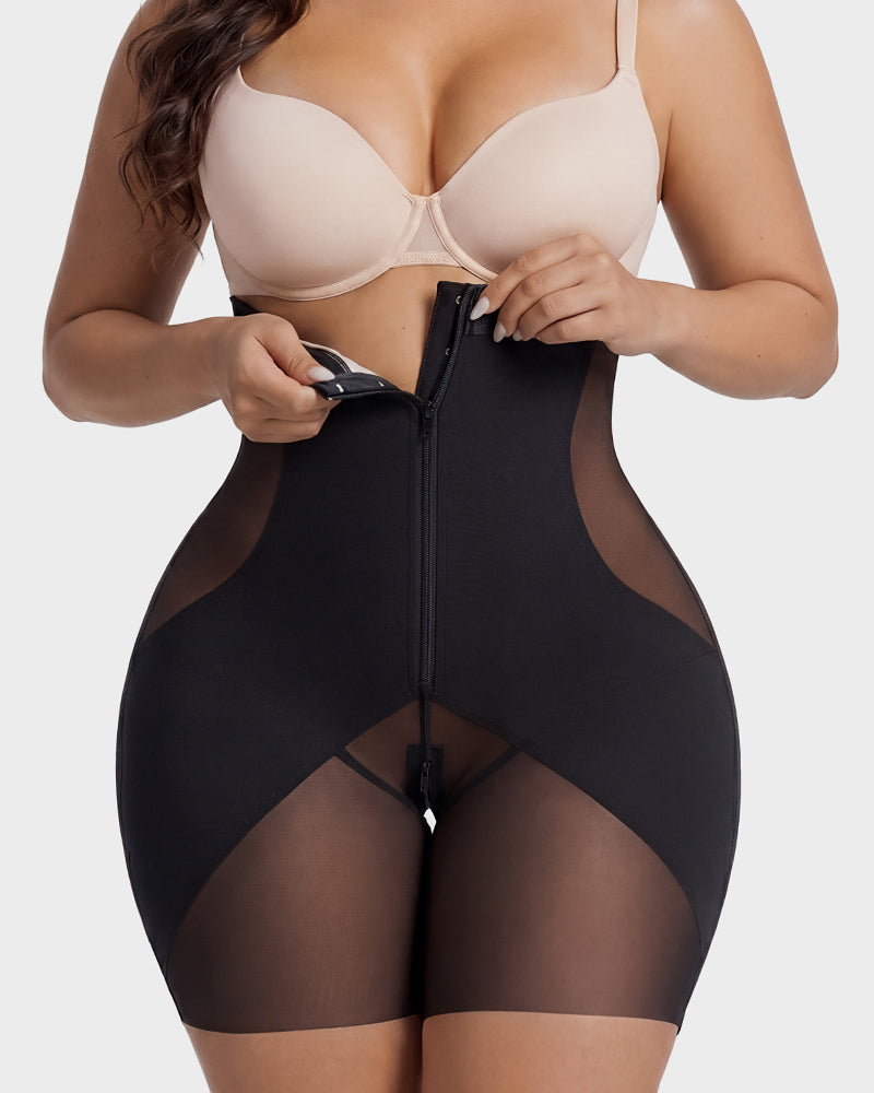 Zip-Front Tummy Control Butt-Lifting Shapewear Shorts - FirmaControl