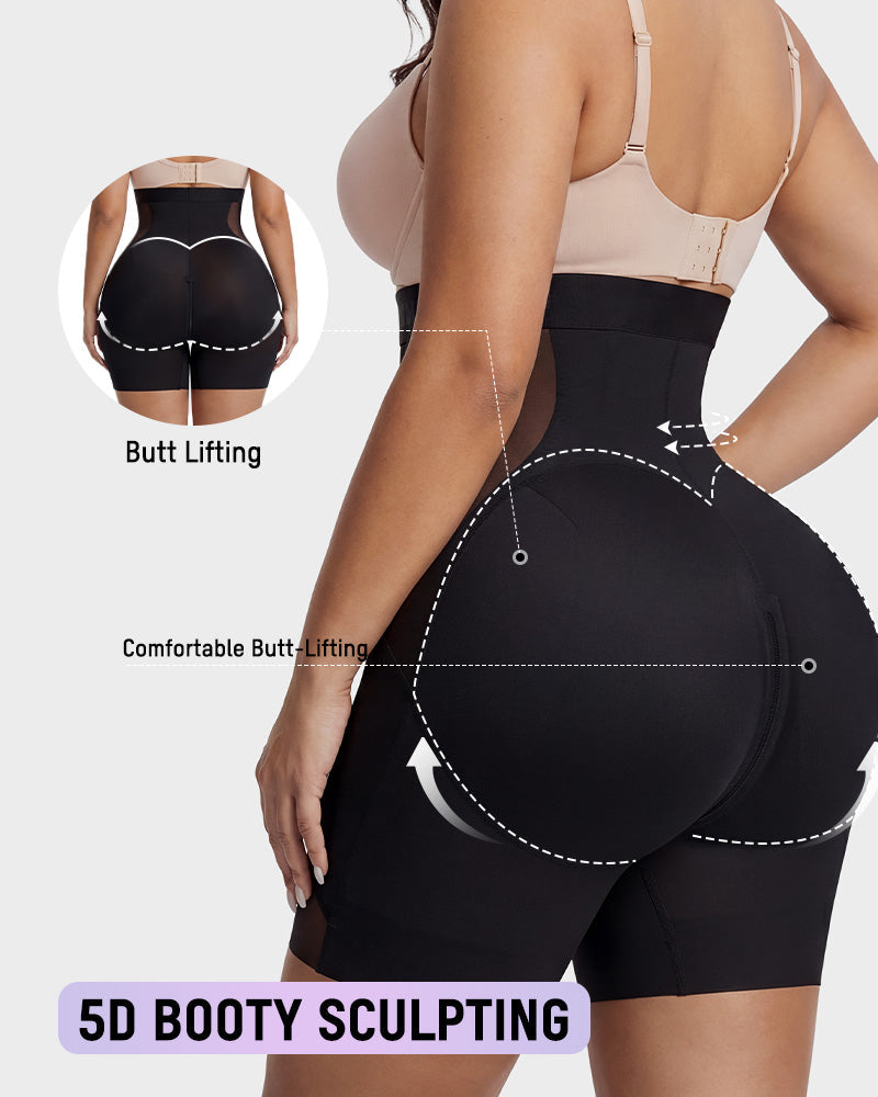 Zip-Front Tummy Control Butt-Lifting Shapewear Shorts - FirmaControl
