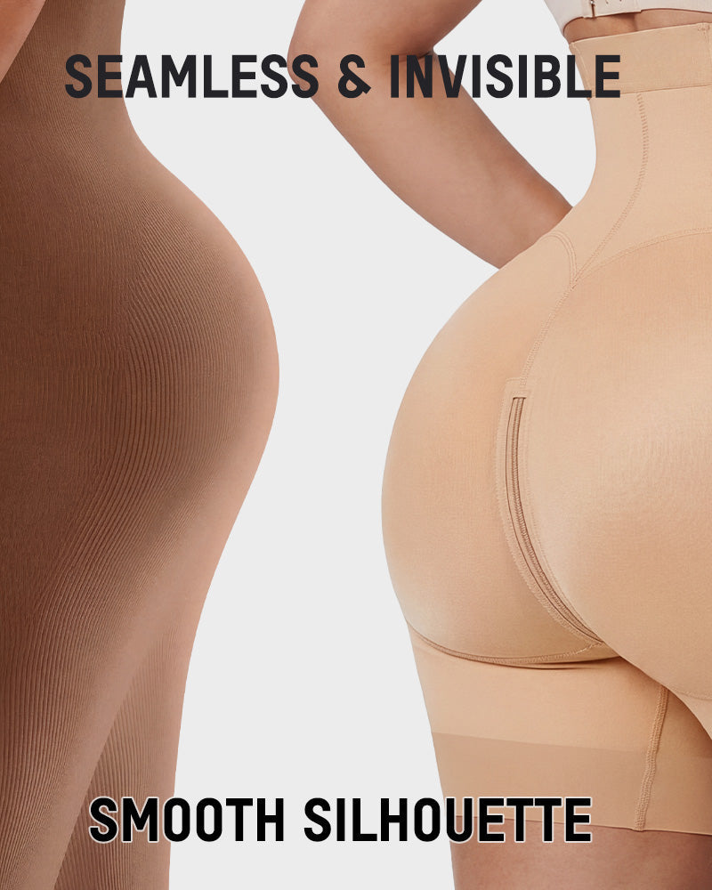 Zip-Front Tummy Control Butt-Lifting Shapewear Shorts - FirmaControl