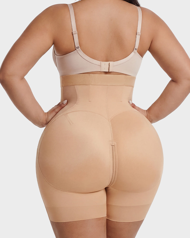 Zip-Front Tummy Control Butt-Lifting Shapewear Shorts - FirmaControl