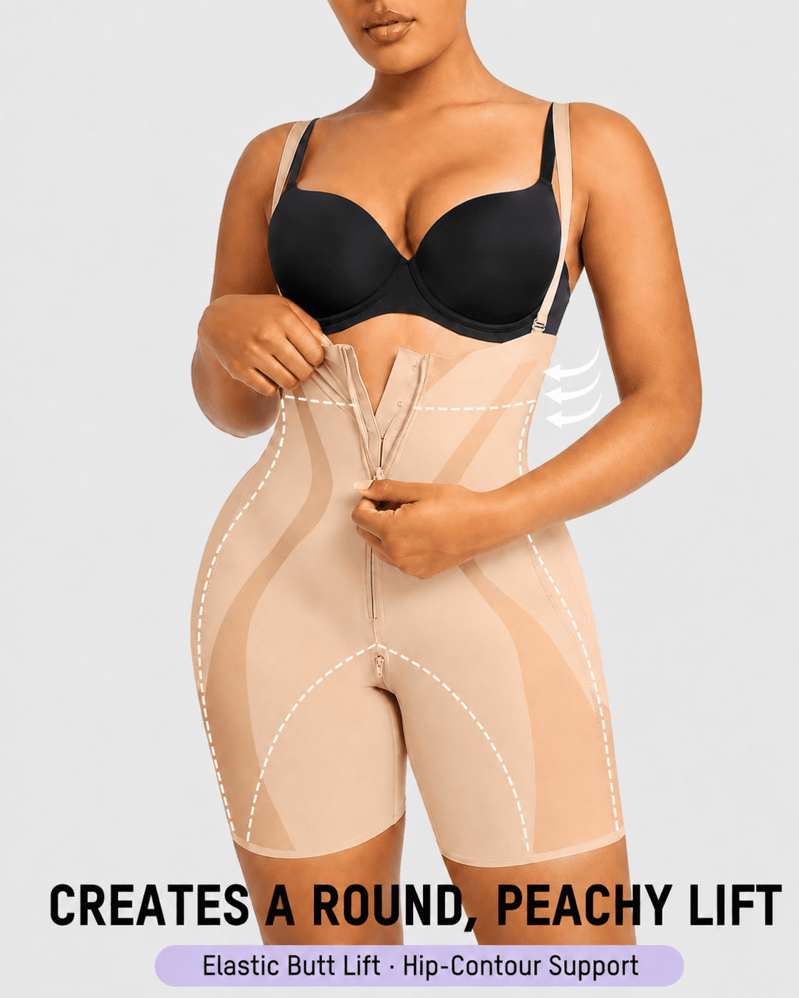 Zip-Front Tummy Control Butt-Lifting Shapewear Shorts - FirmaControl