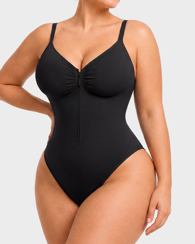 Zip-Front Tummy Control Shapewear Bodysuit - FirmaSculpt