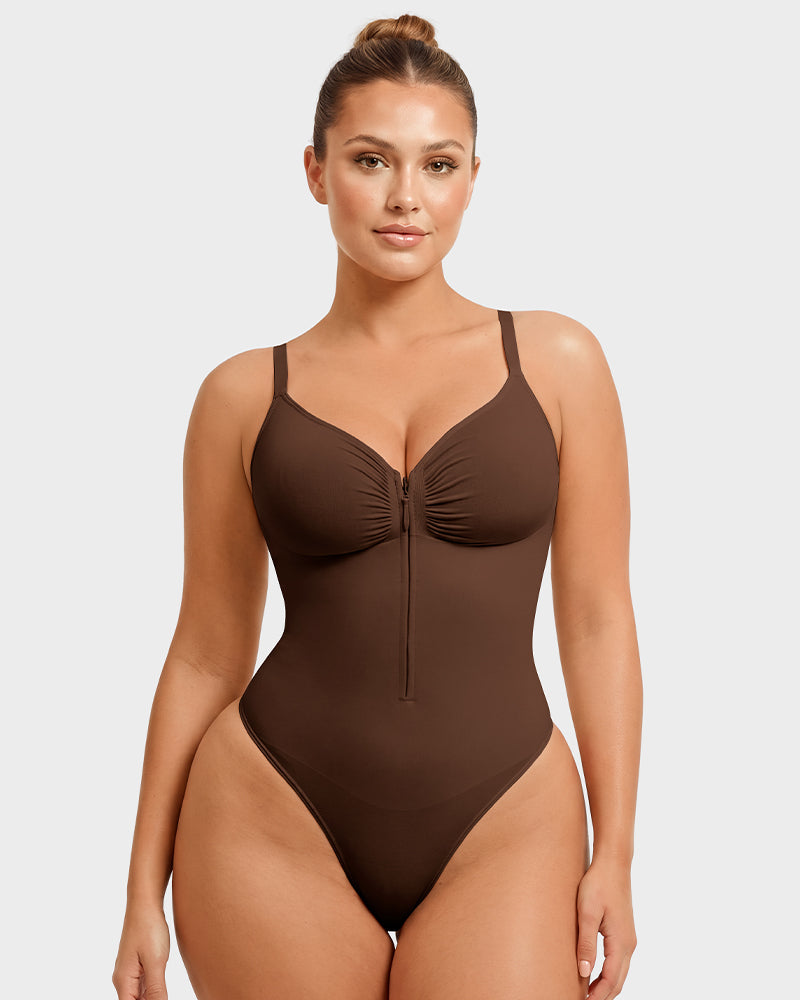 Zip-Front Tummy Control Shapewear Bodysuit - FirmaSculpt