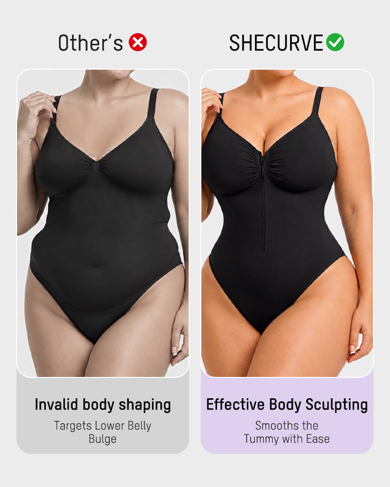 Zip-Front Tummy Control Shapewear Bodysuit - FirmaSculpt