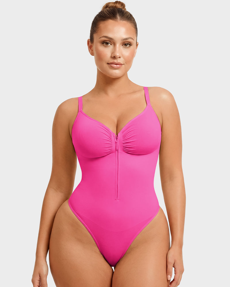Zip-Front Tummy Control Shapewear Bodysuit - FirmaSculpt