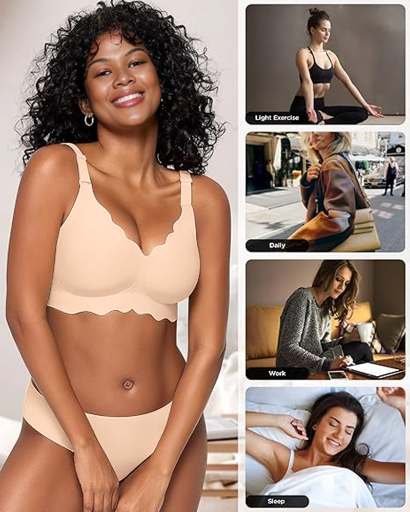 Full Coverage Wireless Jelly Bra with Scalloped Edges - FirmaSoft