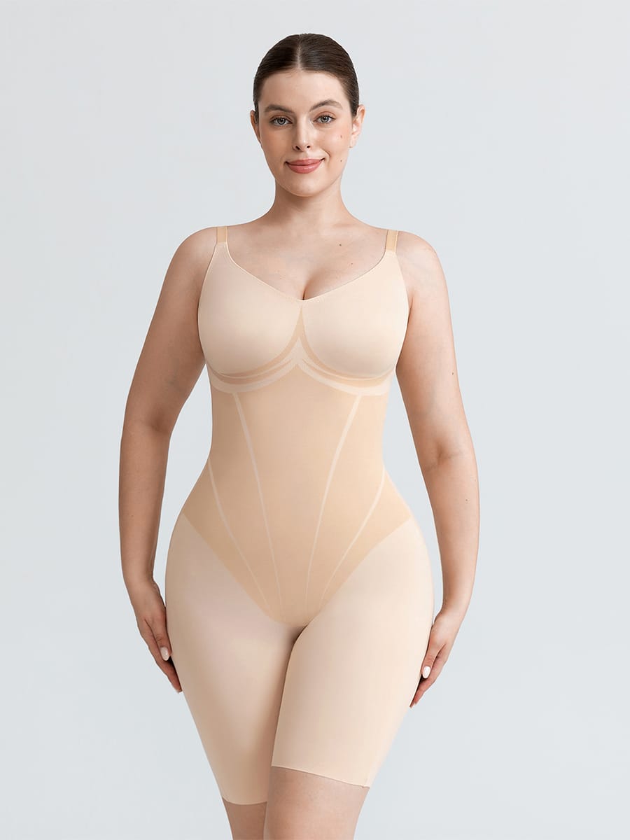 Light Control V-Neck Traceless Boyshort Bodysuit - FirmaActive