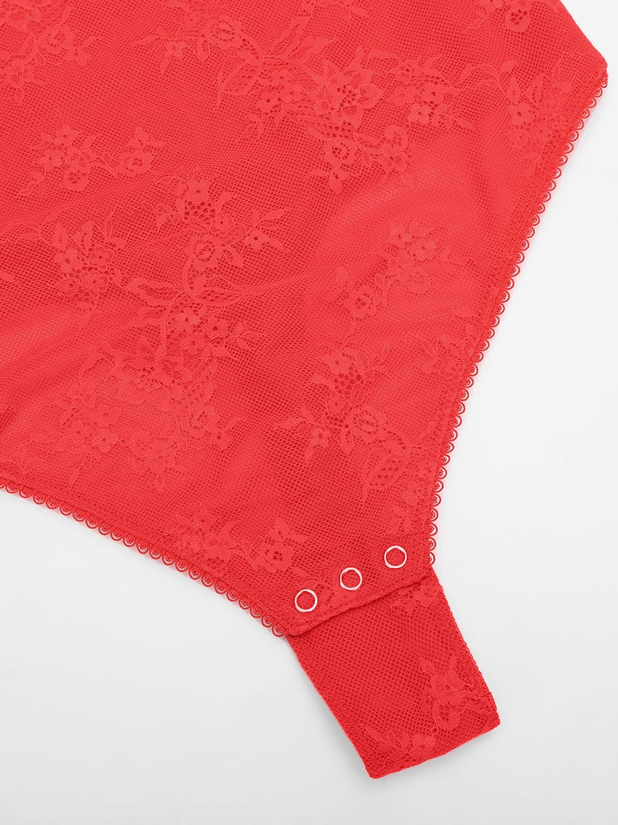 Seamless Deep V-Neck Lace Shaping Thong Bodysuit - FirmaLace