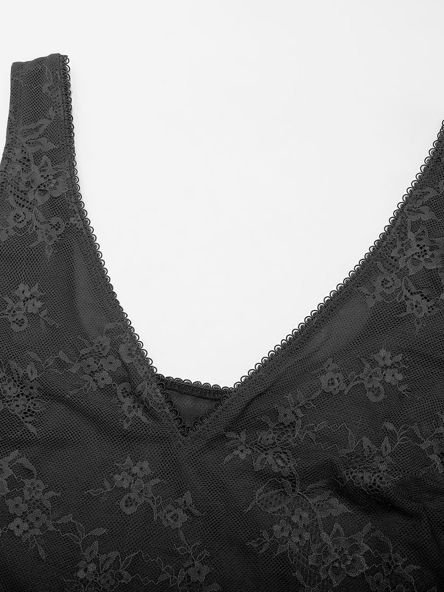 Seamless Deep V-Neck Lace Shaping Thong Bodysuit - FirmaLace