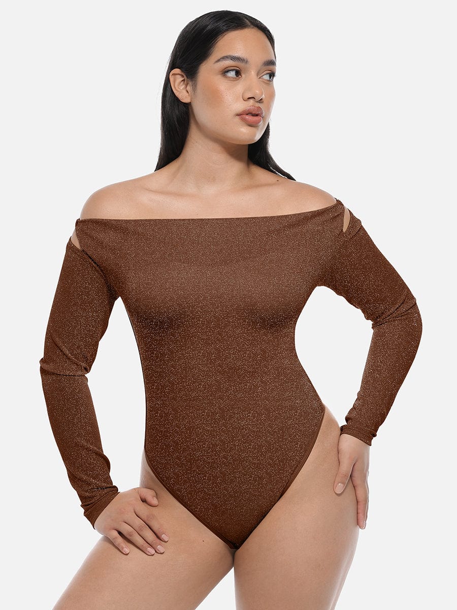 Draped Neck All-In-One Shaping Bodysuit with Built-In Bra - FirmaSculpt