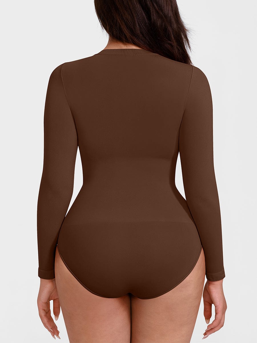 Long-Sleeve Crew Neck Tummy Control Bodysuit - FirmaSculpt