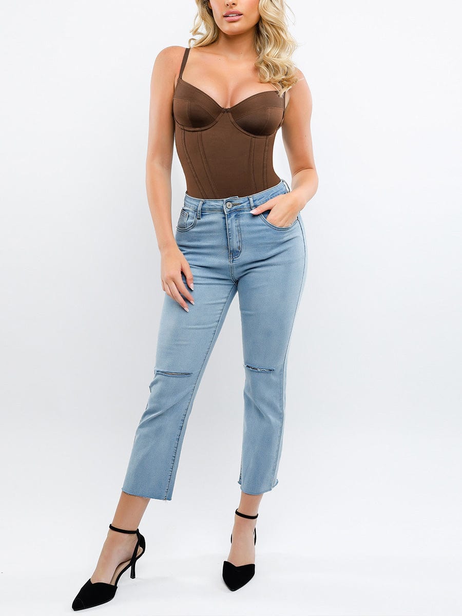 Corset-Style Built-In Bra Thong Shaping Bodysuit - FirmaSculpt