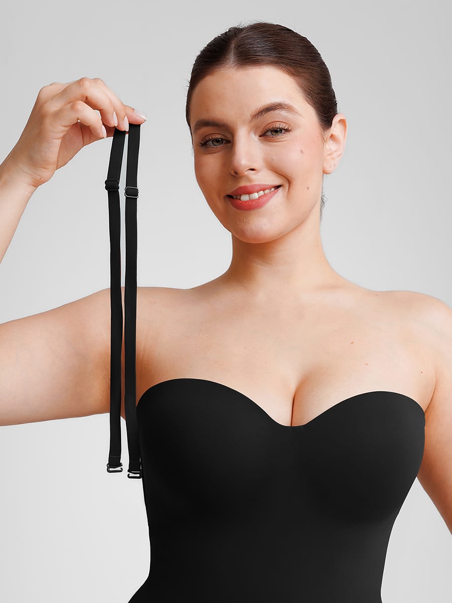 Seamless Underwire Half Cup Shapewear Bodysuit with Removable Pads - FirmaHold