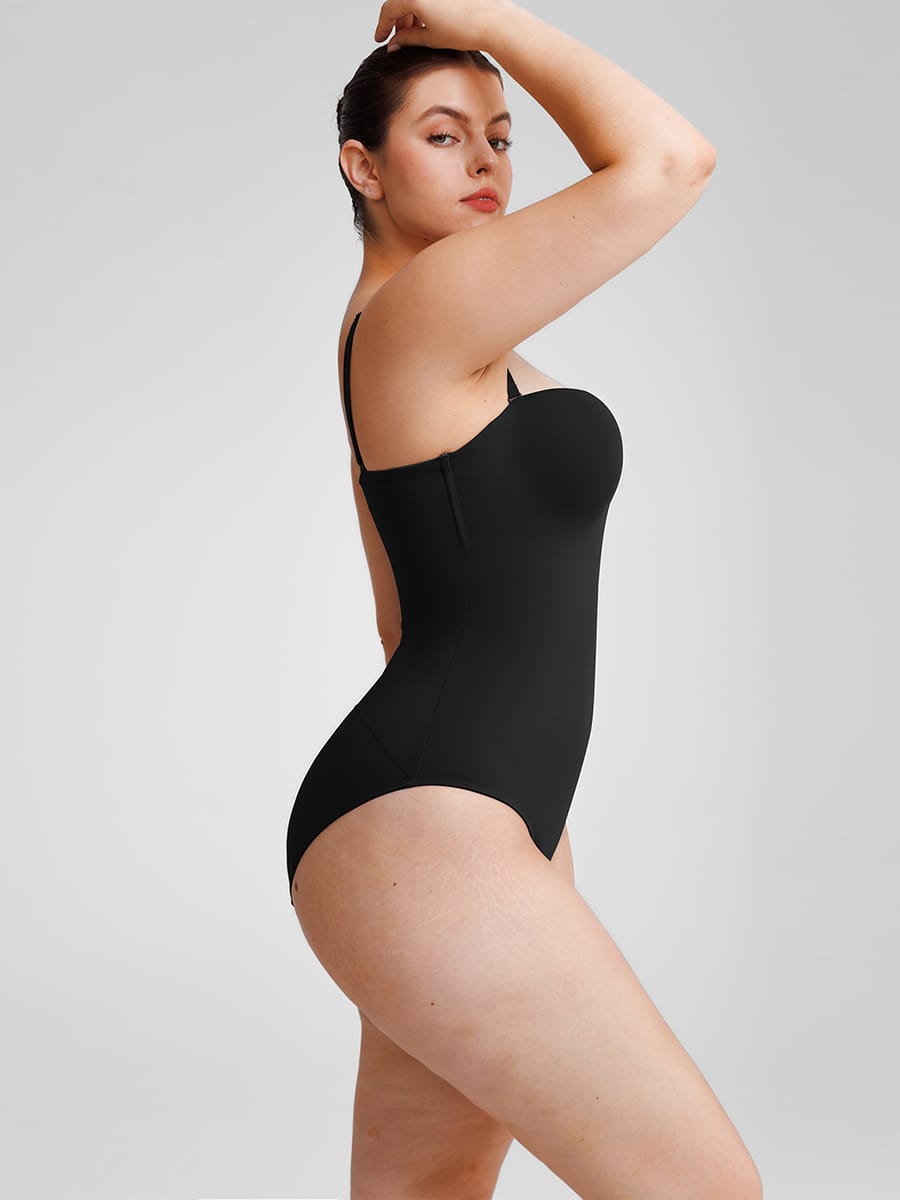 Seamless Underwire Half Cup Shapewear Bodysuit with Removable Pads - FirmaHold
