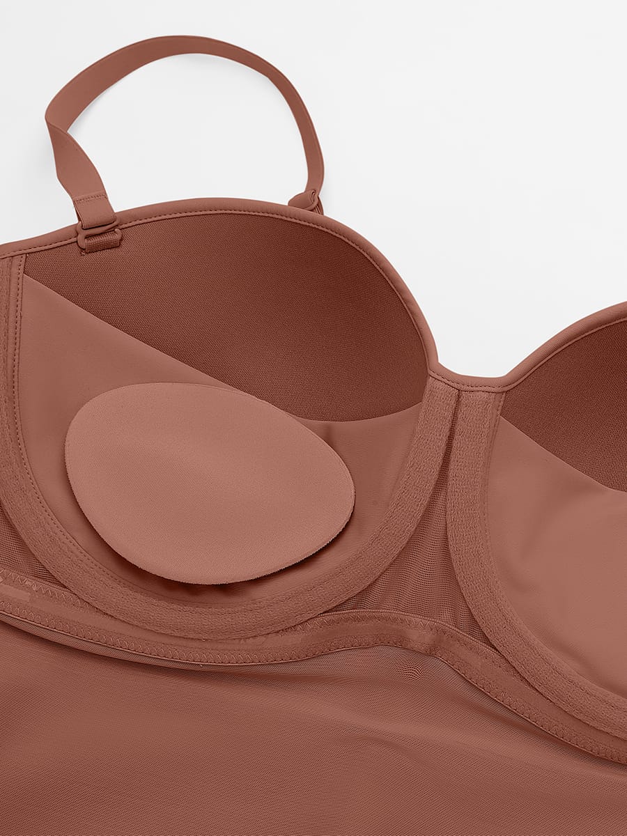 Seamless Underwire Half Cup Shapewear Bodysuit with Removable Pads - FirmaHold