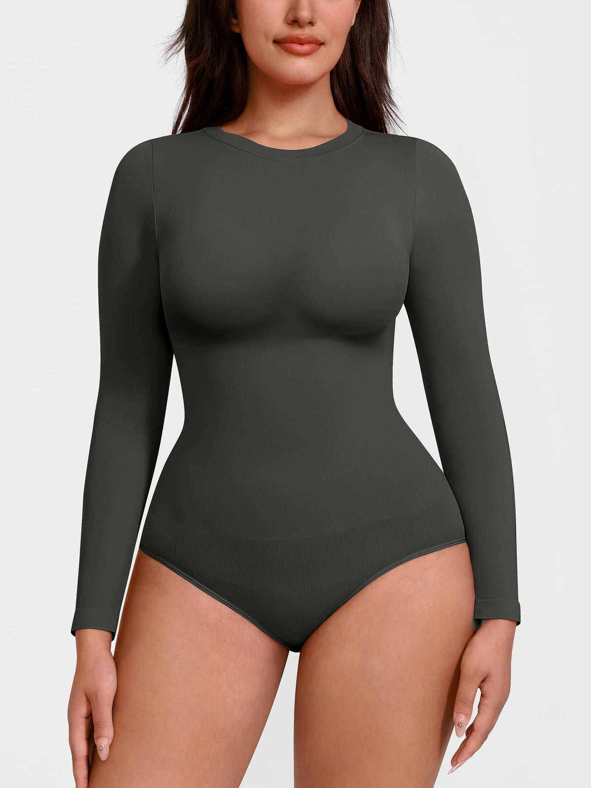Long-Sleeve Crew Neck Tummy Control Bodysuit - FirmaSculpt