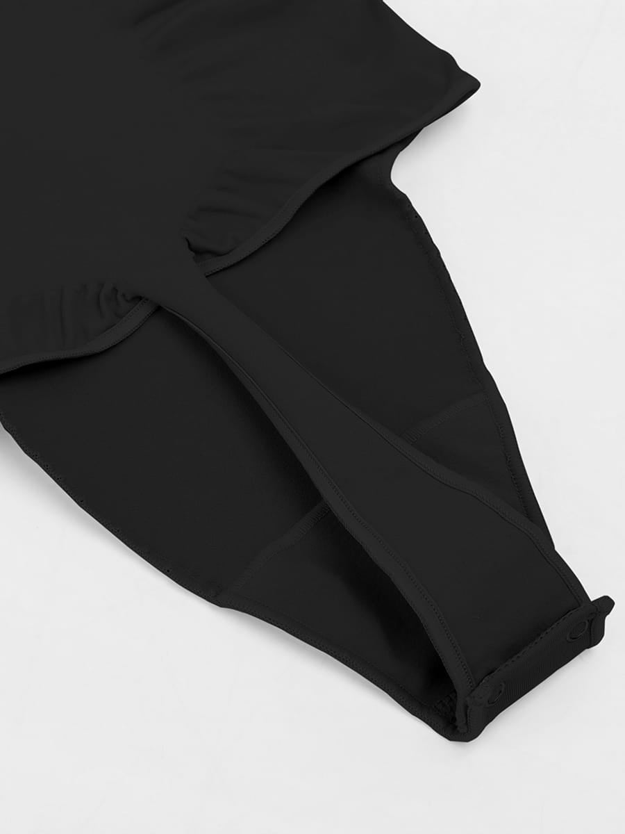 Seamless V Neck Ruched Bust Tummy Control Thong Shaping Bodysuit - FirmaActive