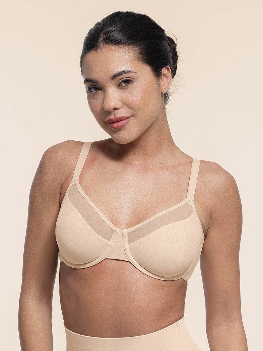 Sexy Mesh Full Coverage Unlined Underwire Bra with Adjustable Straps - FirmaLift