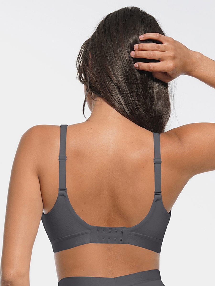 Deep V Neck Rib Modal Bralette with Removable Pads - FirmaSoft
