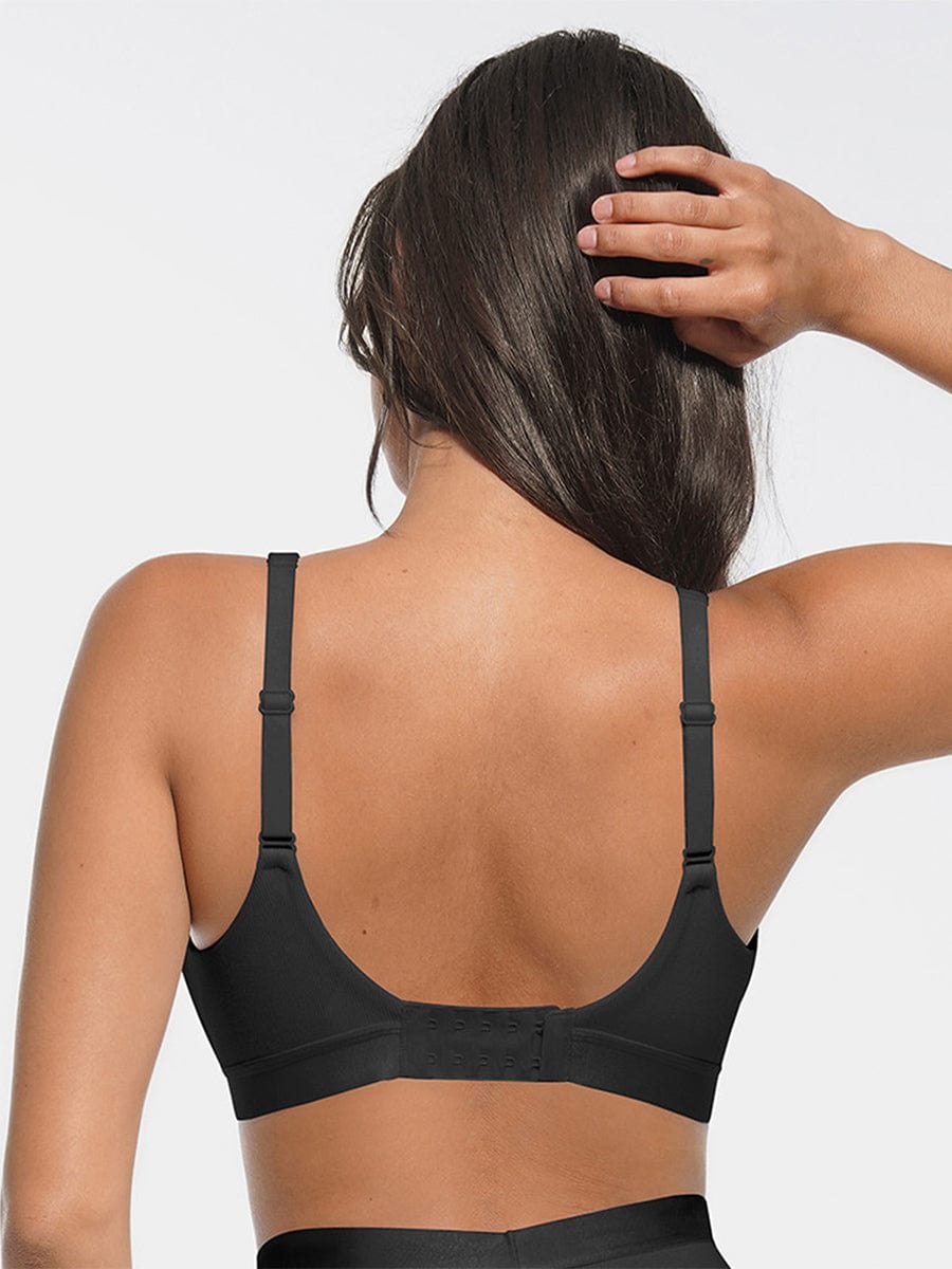 Deep V Neck Rib Modal Bralette with Removable Pads - FirmaSoft