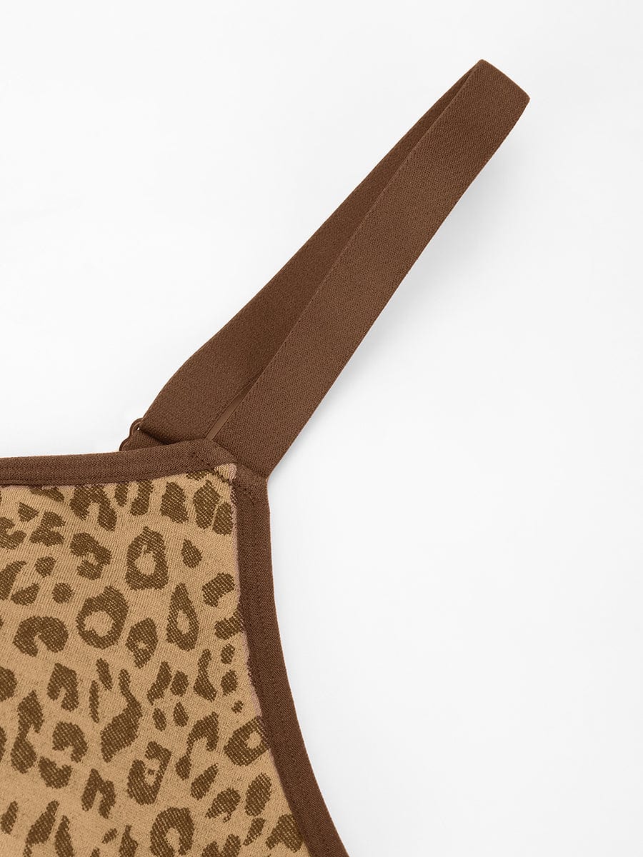 Seamless Leopard Print Bust Support Bra with Adjustable Straps - FirmaSoft