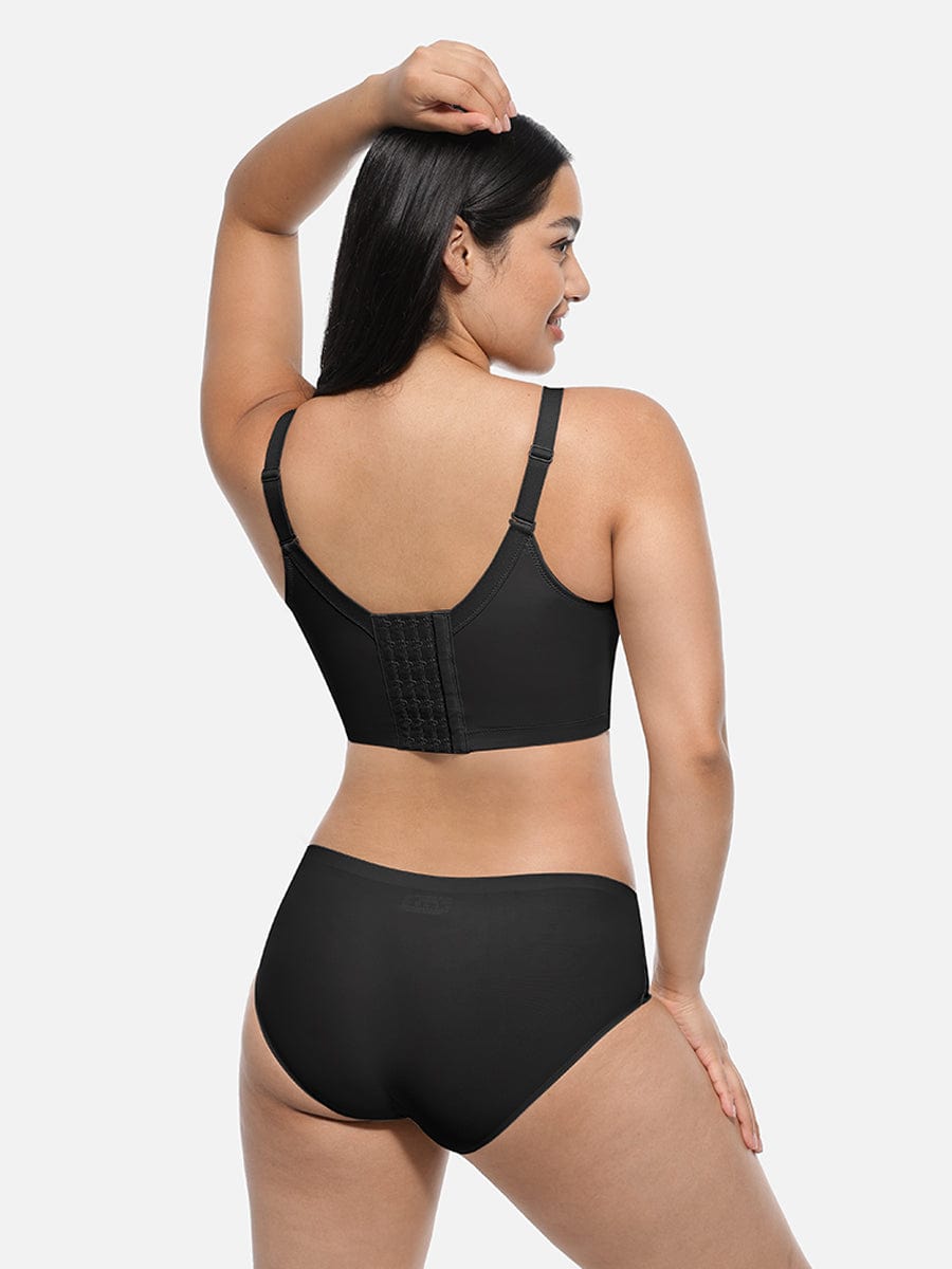 Black Underwire Push-Up Full Coverage Bra with Back Fat Sculpting - FirmaSculpt