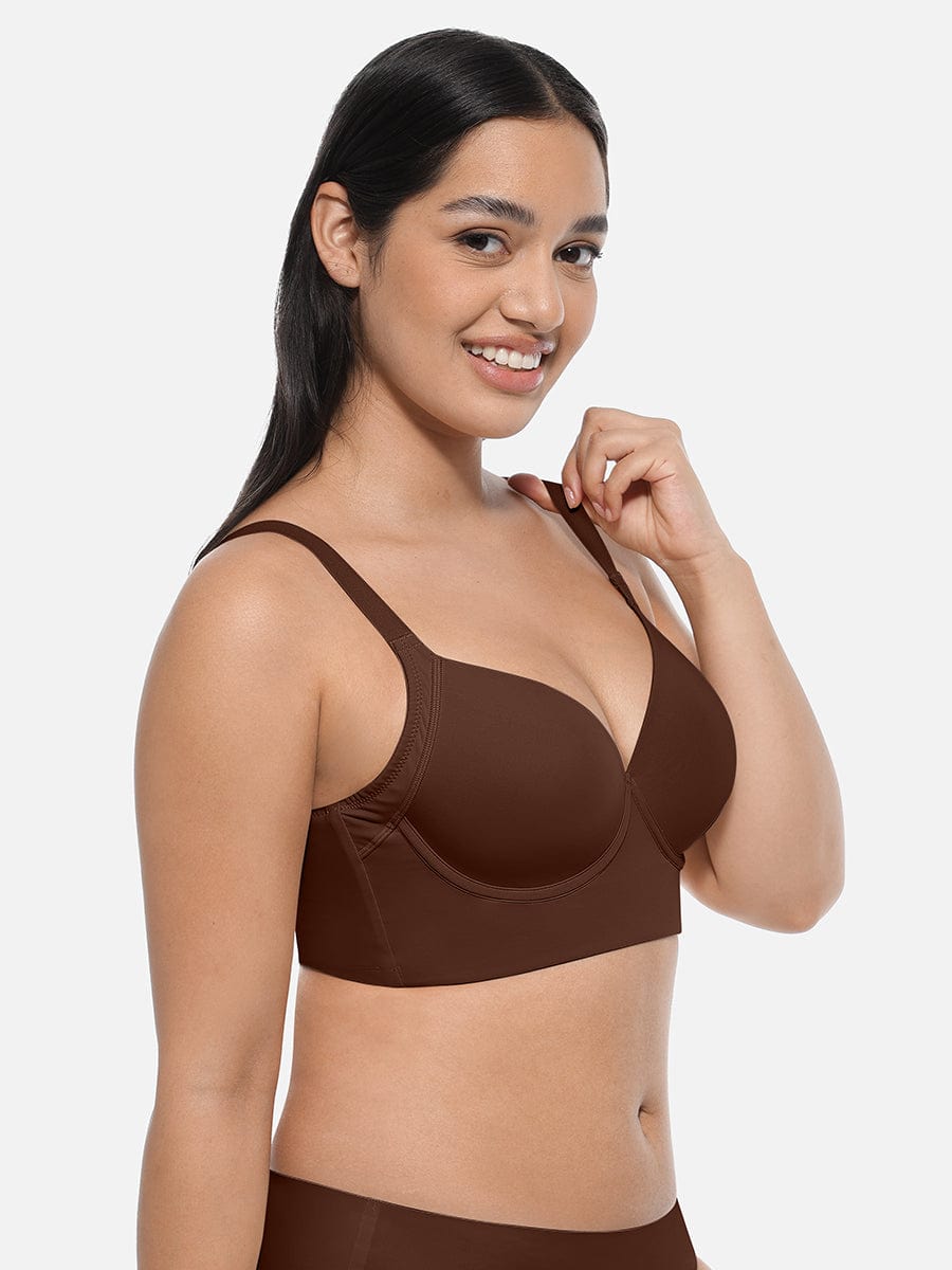 Brown Underwire Push-Up Sculpting Full Coverage Bra - FirmaLift