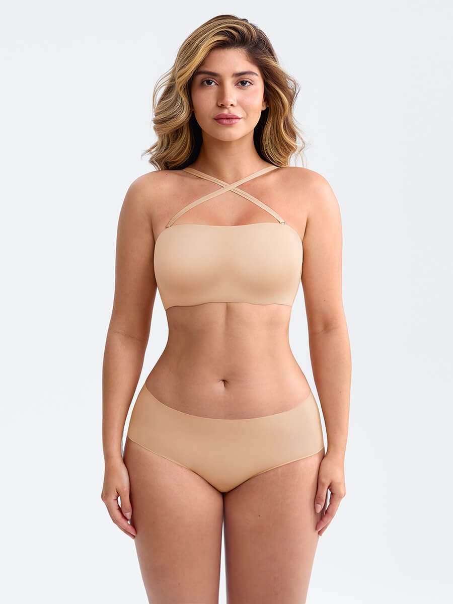 Strapless Anti Slip Bandeau Bra Fixed Molded Cups FeelSoft Fabric - FirmaActive