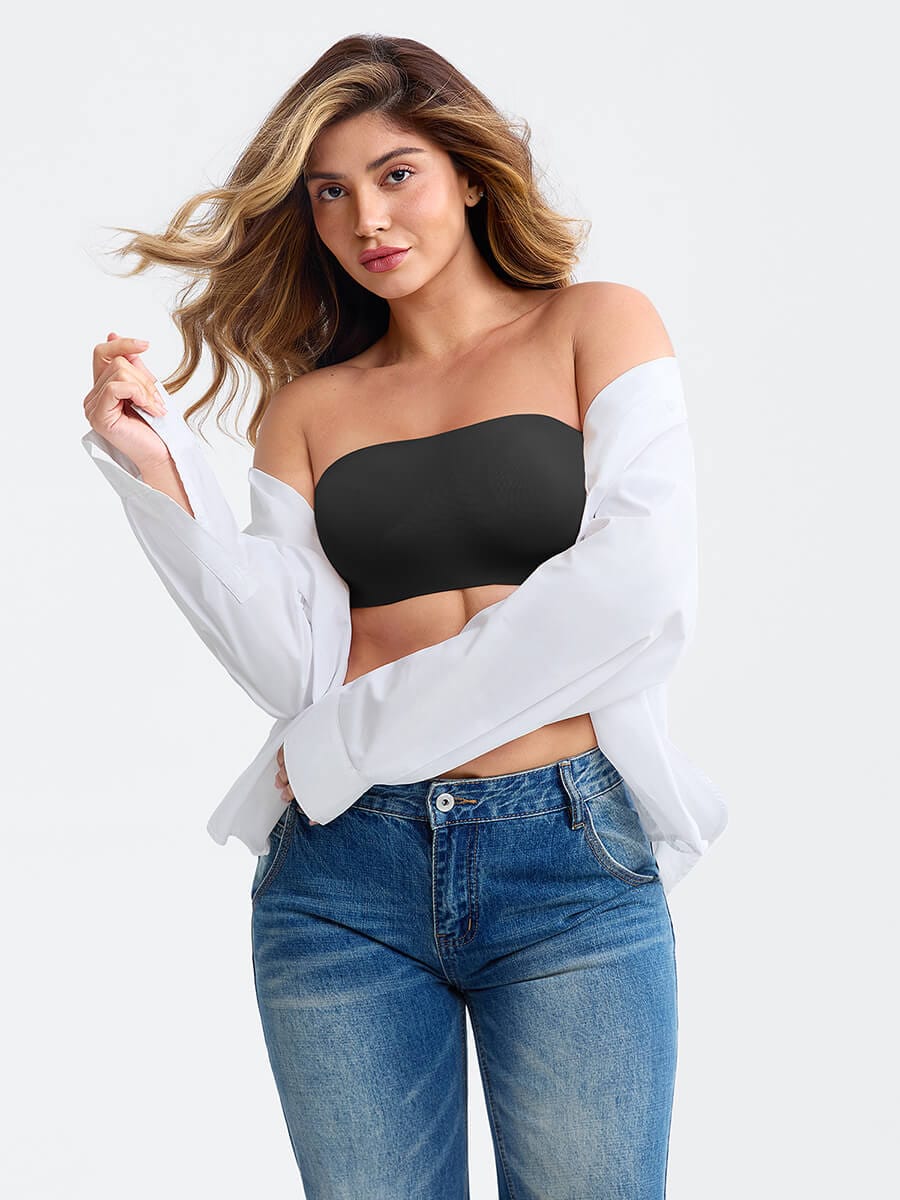 Strapless Anti Slip Bandeau Bra Fixed Molded Cups FeelSoft Fabric - FirmaActive