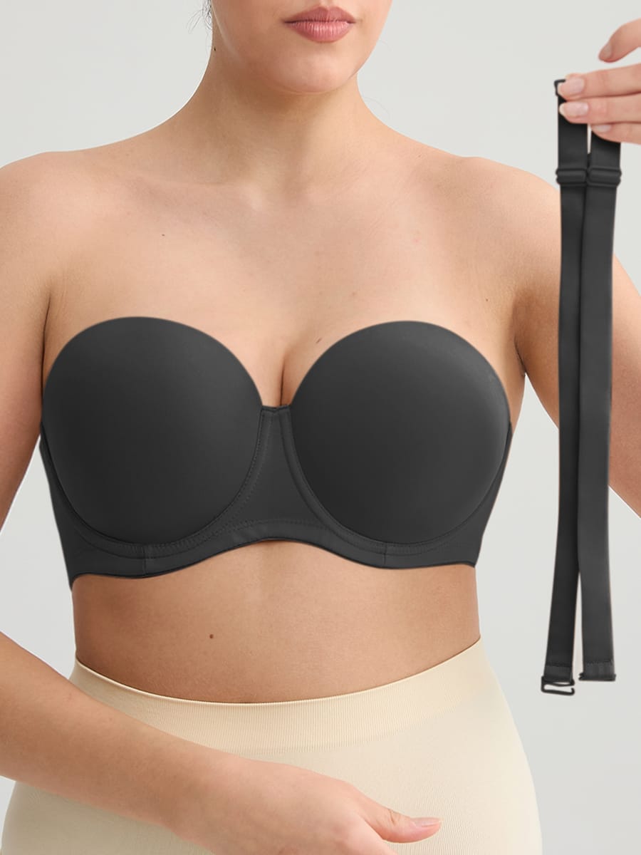 Strapless Non-slip Underwire Bra with Bust Support and Gathering - FirmaLift