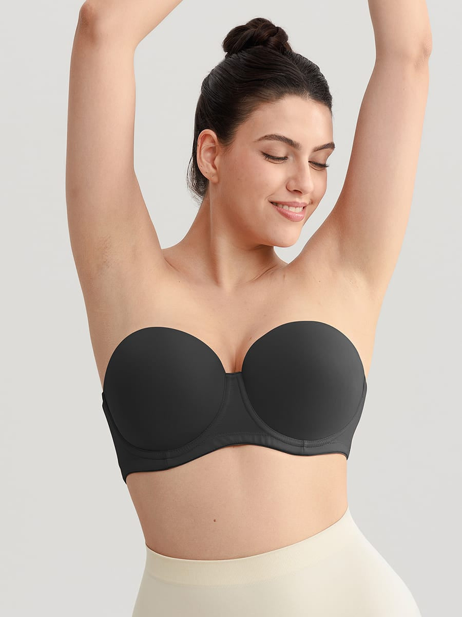 Strapless Non-slip Underwire Bra with Bust Support and Gathering - FirmaLift