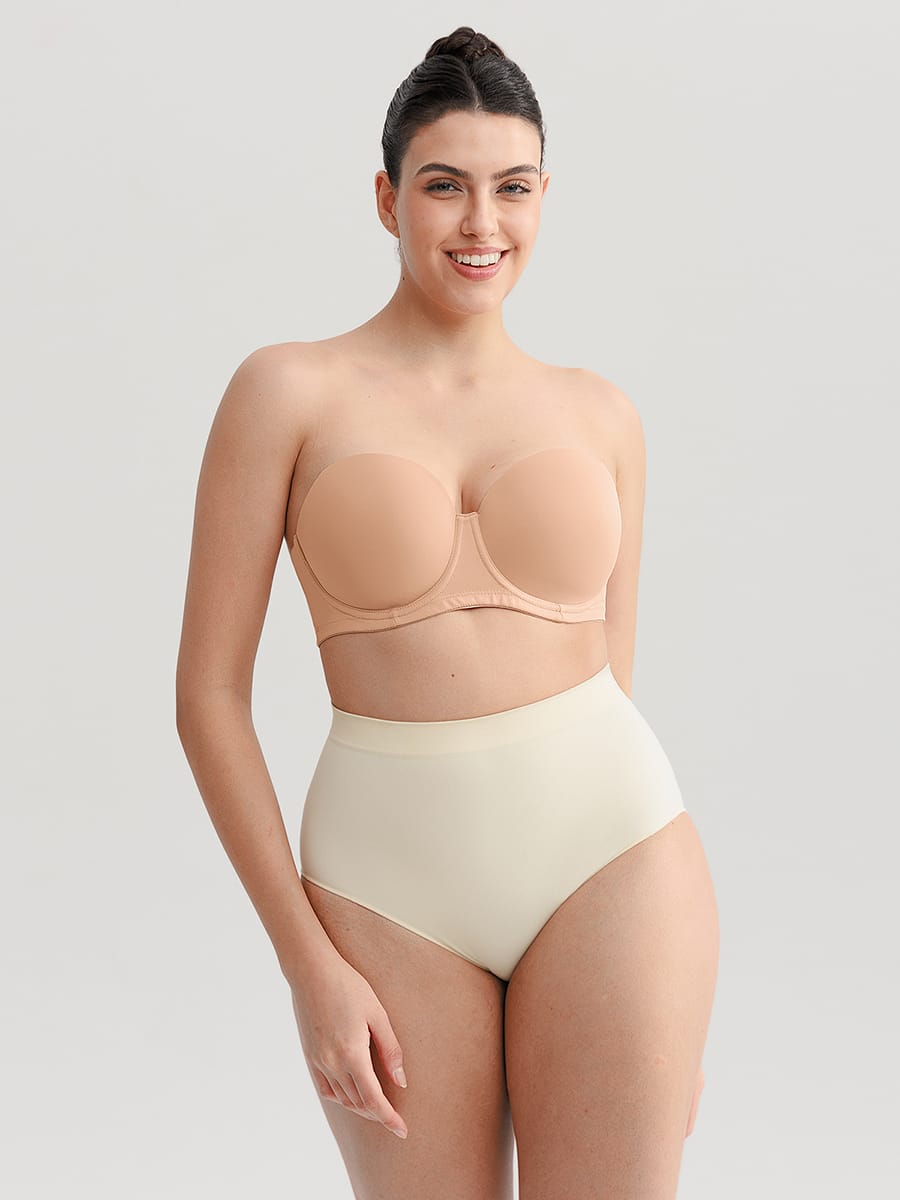 Strapless Non-slip Underwire Bra with Bust Support and Gathering - FirmaLift