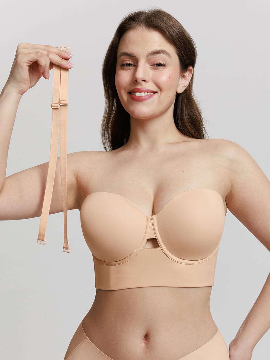 Strapless Half Cup Underwire Bra Wide Back Strong Support Everyday Wear丨FirmaHold