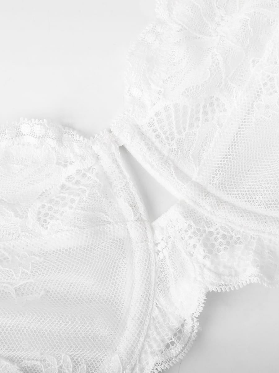 Unlined Sheer Floral Mesh Lace Bra - FirmaLift