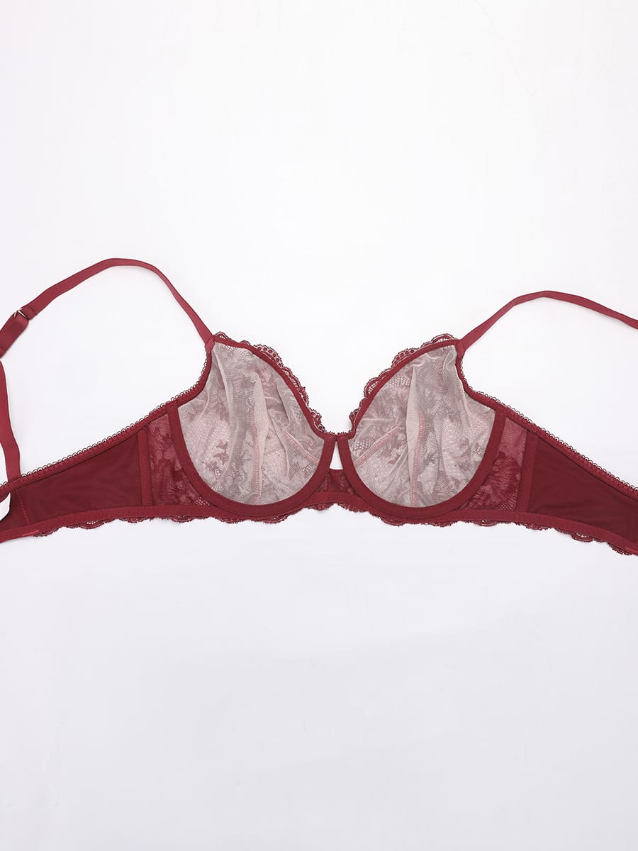 Unlined Sheer Floral Mesh Lace Bra - FirmaLift