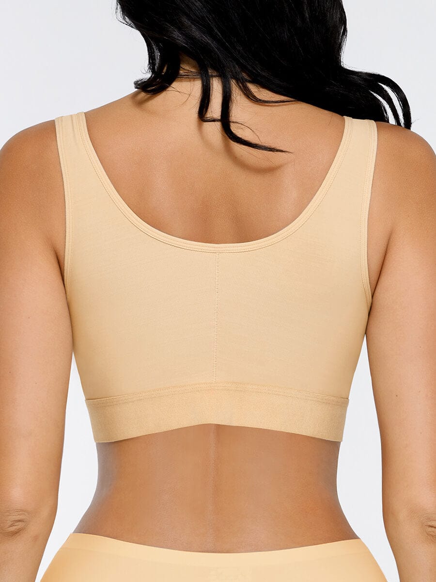 Adjustable Front Closure Post-Surgery Bra with Triple Hooks - FirmaHold