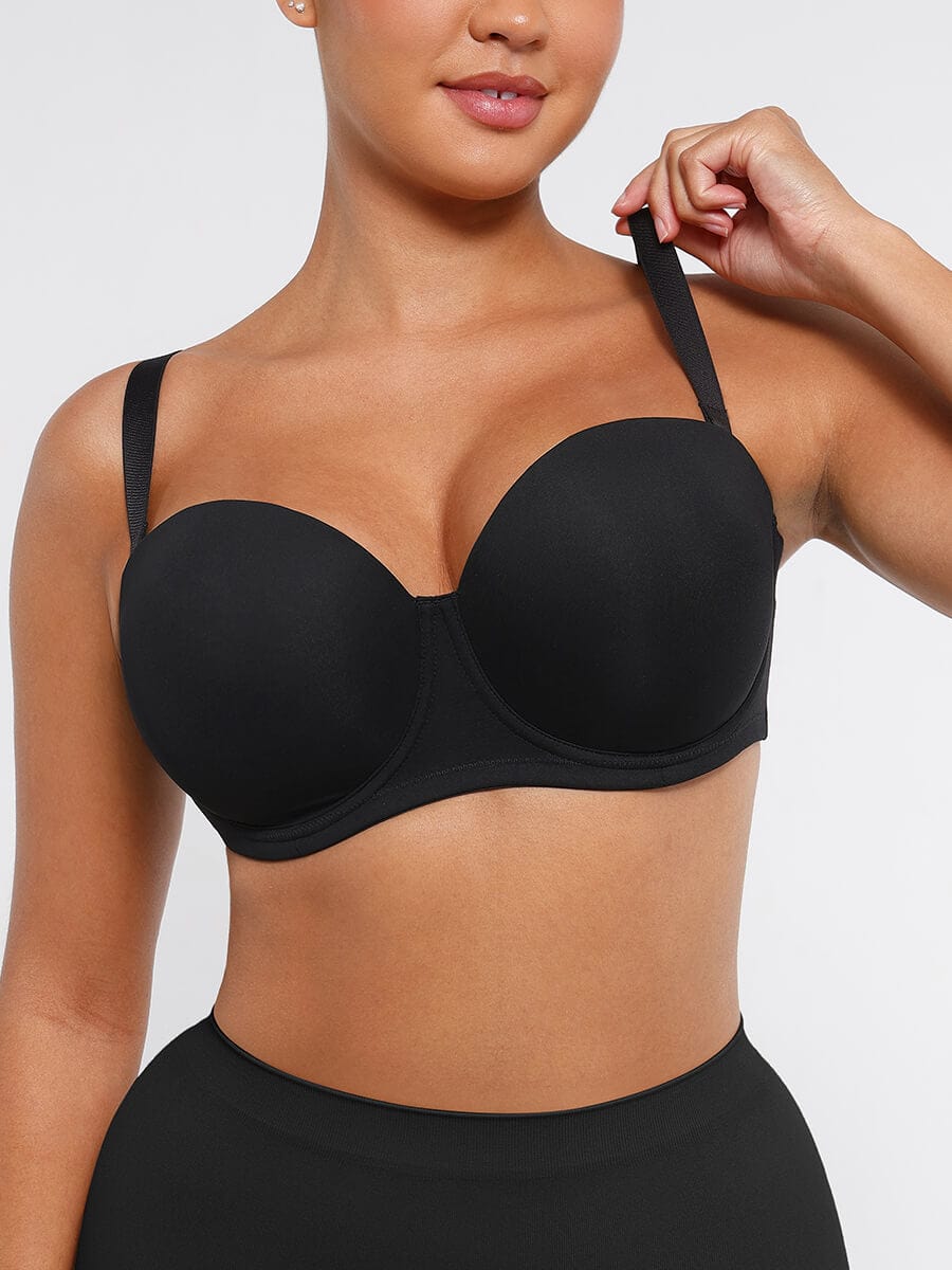 Strapless Non-slip Underwire Bra with Bust Support and Gathering - FirmaLift