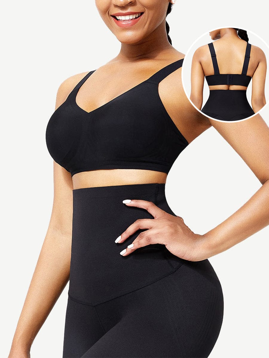 Black Seamless Shapewear Bra with Removable Pads - FirmaActive