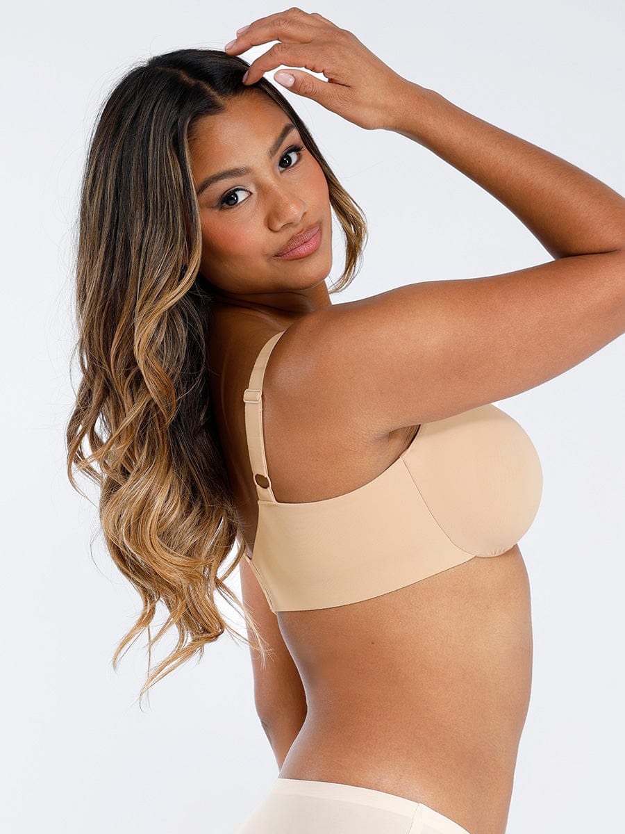 Unpadded Underwired Deep V-Neck Bra with Side Support - FirmaLift