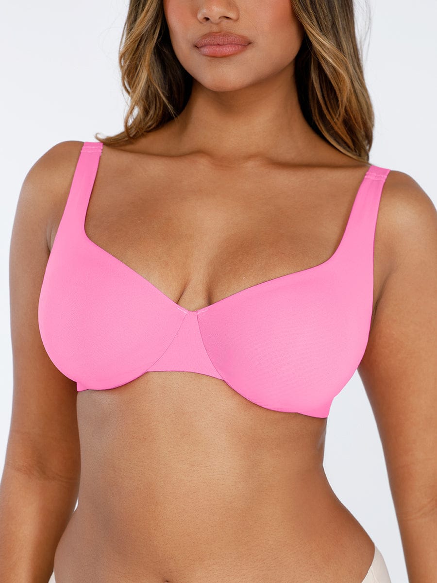 Unpadded Underwired Deep V-Neck Bra with Side Support - FirmaLift