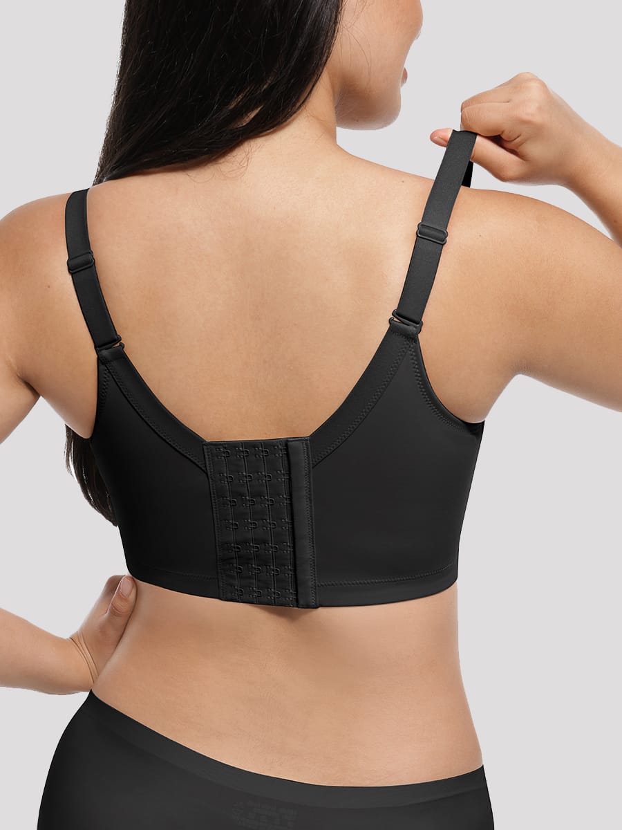 Black Underwire Push-Up Full Coverage Bra with Back Fat Sculpting - FirmaSculpt