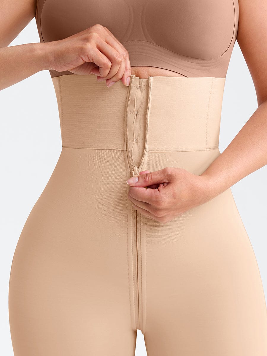 4 Short Steel Bones Waist & Tummy Shaper Butt Lifter Full Body Zipper - FirmaHold