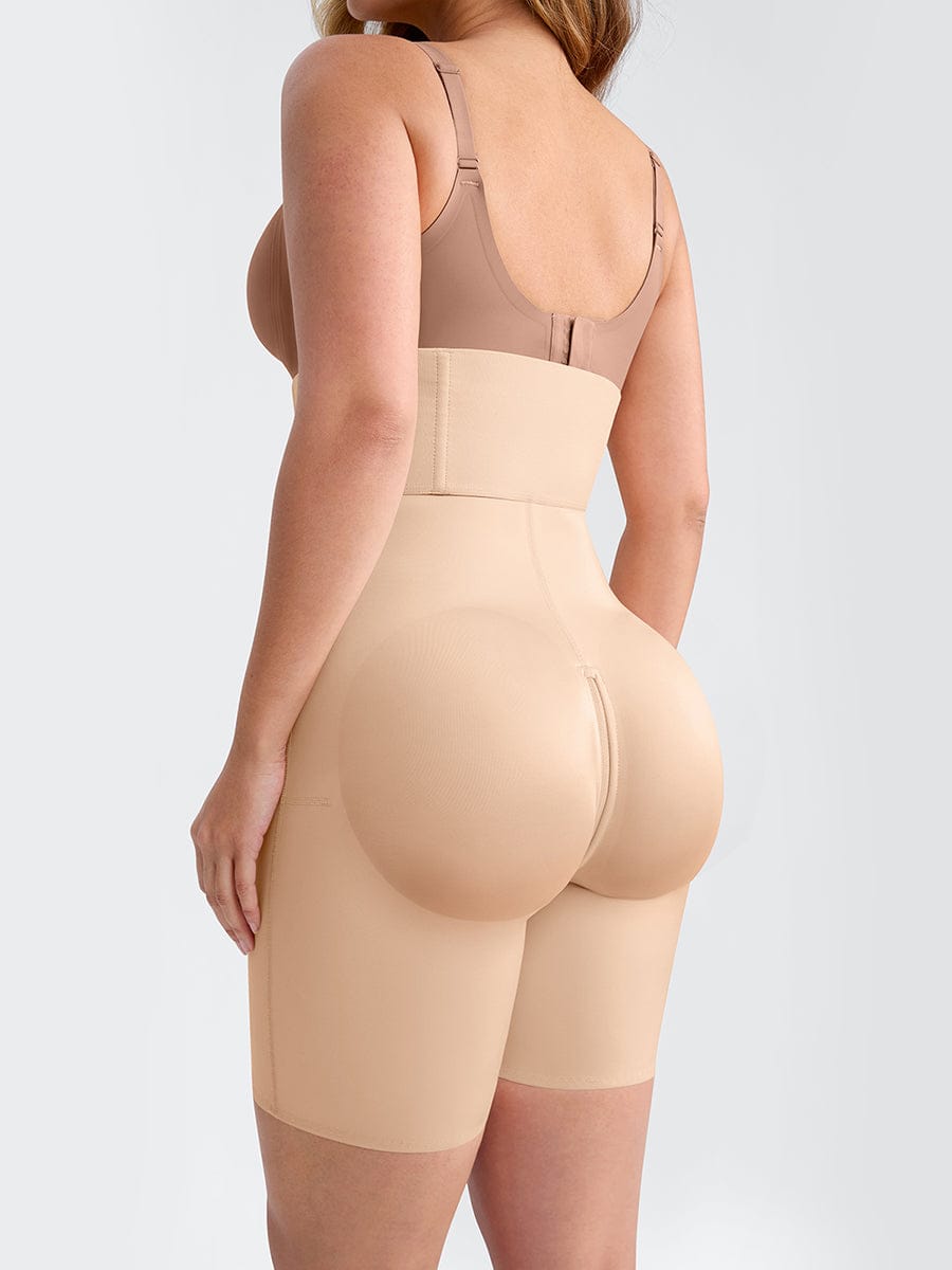 4 Short Steel Bones Waist & Tummy Shaper Butt Lifter Full Body Zipper - FirmaHold