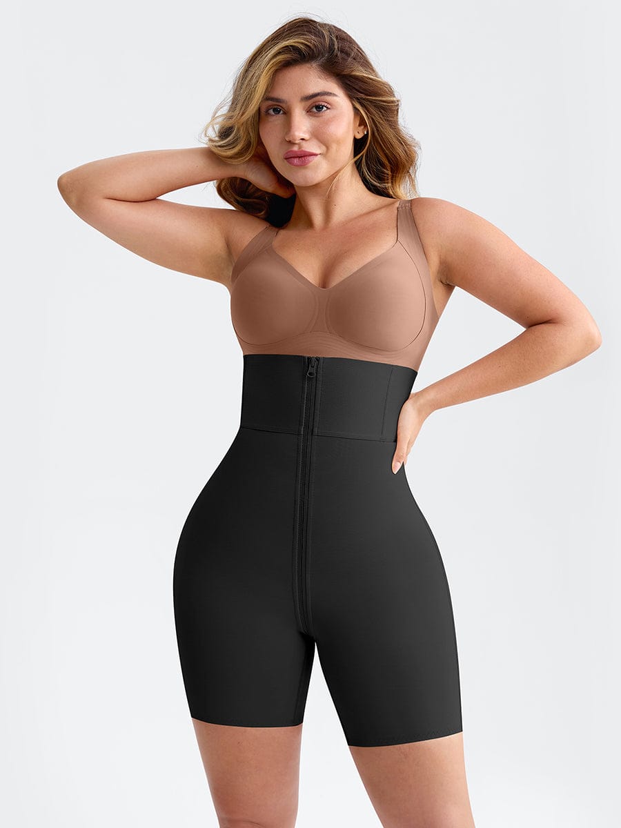 4 Short Steel Bones Waist & Tummy Shaper Butt Lifter Full Body Zipper - FirmaHold