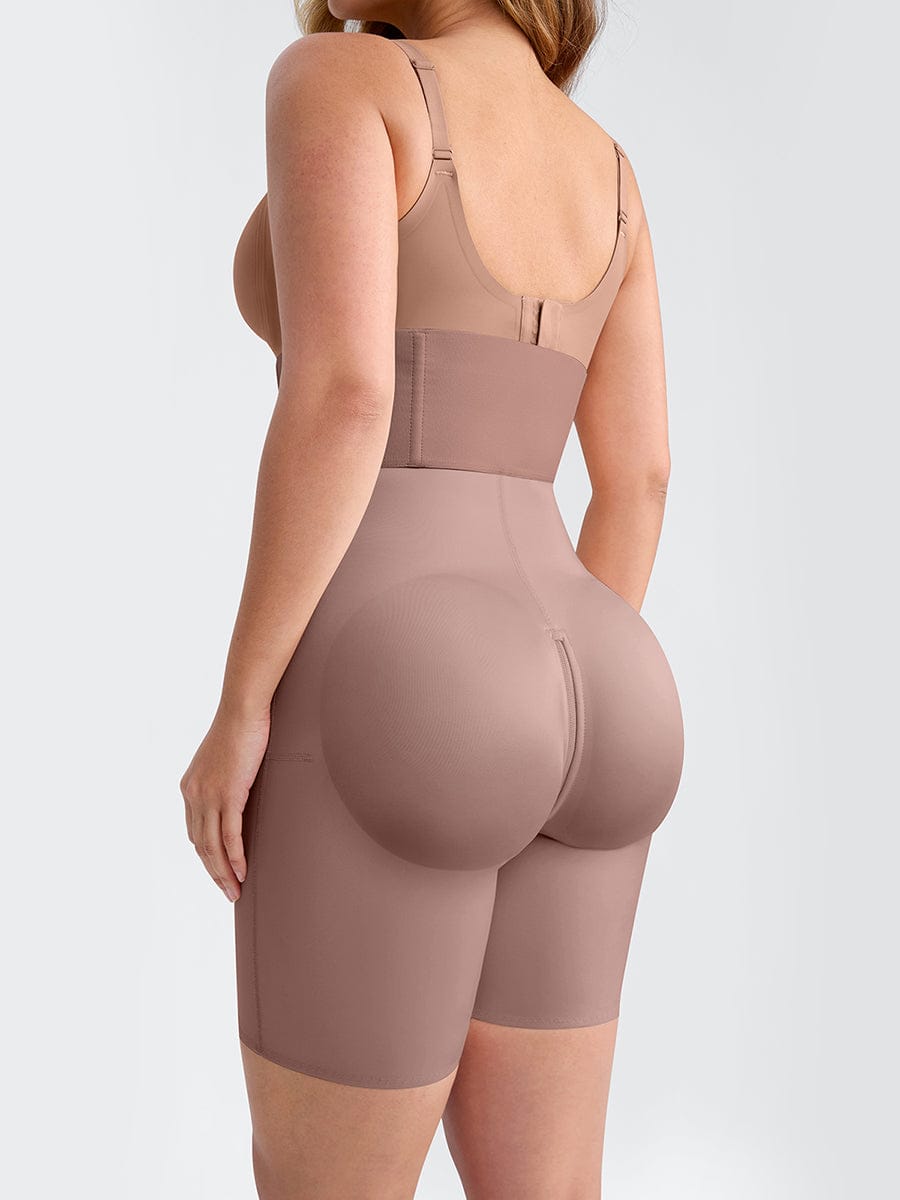 4 Short Steel Bones Waist & Tummy Shaper Butt Lifter Full Body Zipper - FirmaHold