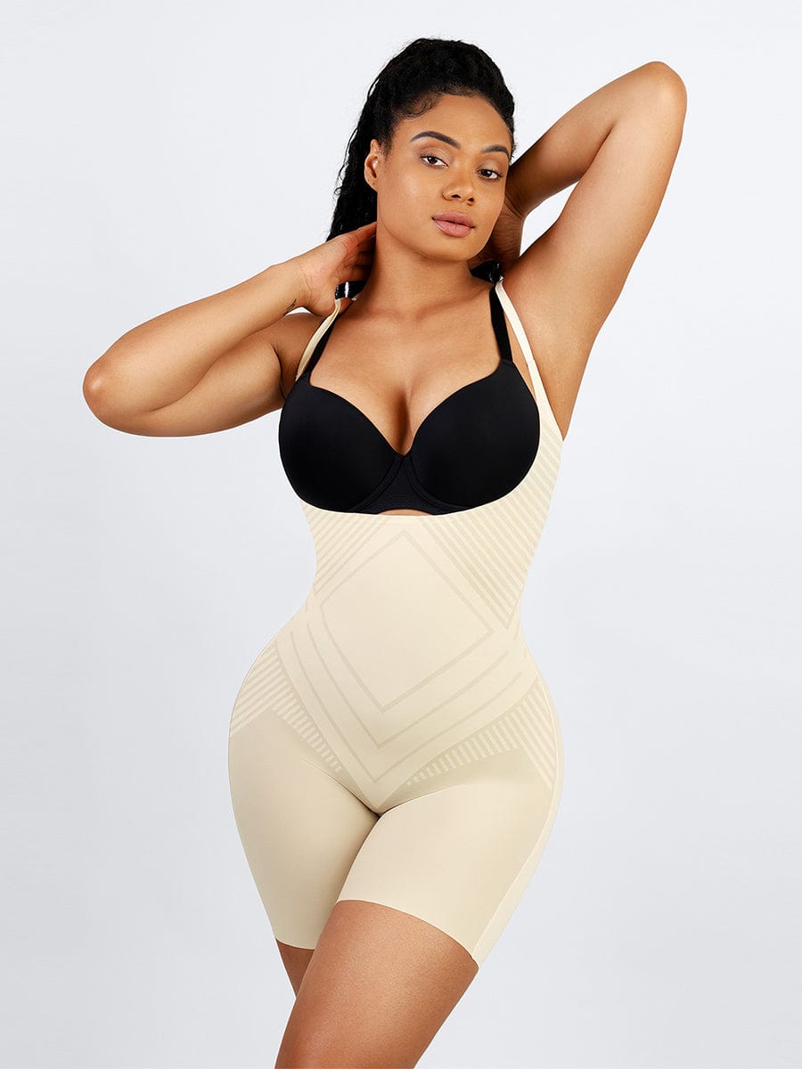 Liquid Spandex Air Slim Open-Bust Mid-Thigh Shaping Boyshort Butt Lifter - FirmaActive